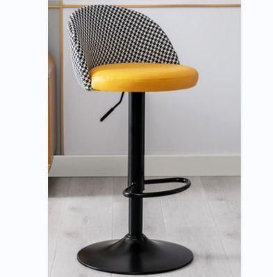 Painted Black Round Base Bar Chair Leisure Bar Stool with Footrest