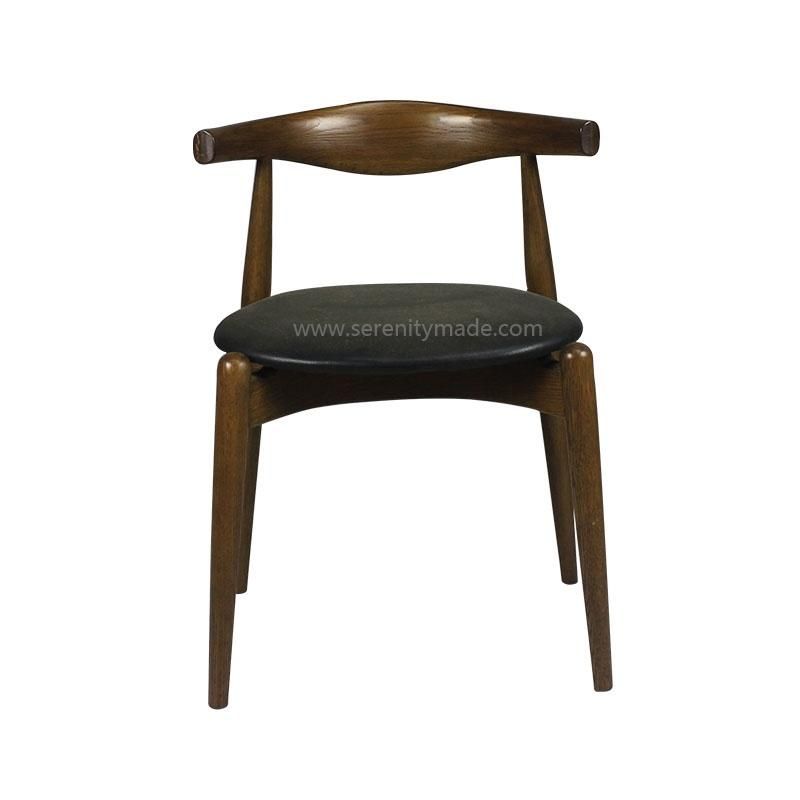 Modern Party Solid Ash Wood Dining Chair with Leather Cushion