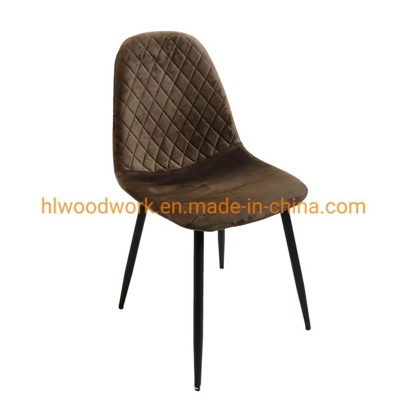 Indoor Outdoor Luxury Nordic Style Home Furniture Restaurant Leather Velvet Modern Dining Chair New Velvet Metal Leg Dining Chairs