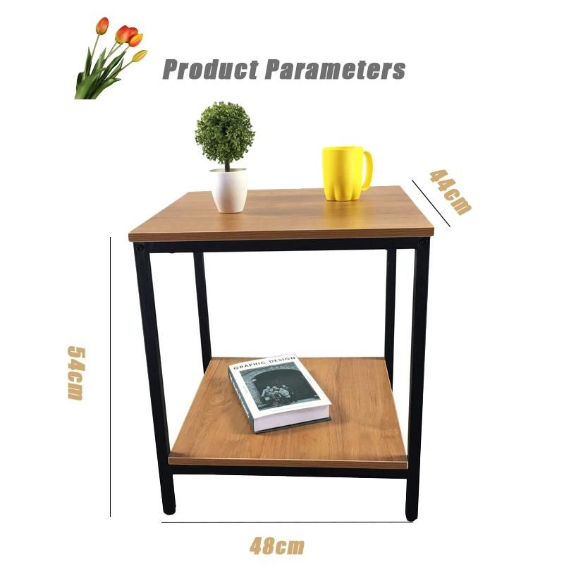 Modern Tea Table End Table Simple Coffee Table with Storage Shelf for Living Room and Office
