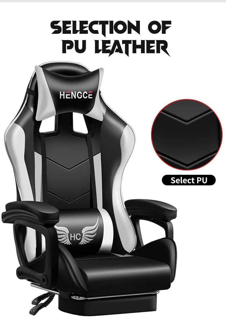 New High Back Leather 7 Points Massage Racing Game Gaming Chair with Footrest