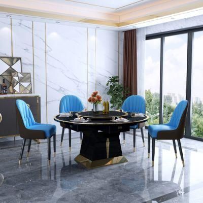 Luxury Furniture Home Stainless Steel Metal Table Frame Restaurant Chair Dining Set