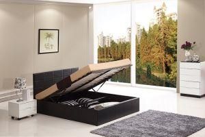 Cheap Bedroom Furniture Modern Gas Lift Leather Bed/ Ottoman Bed