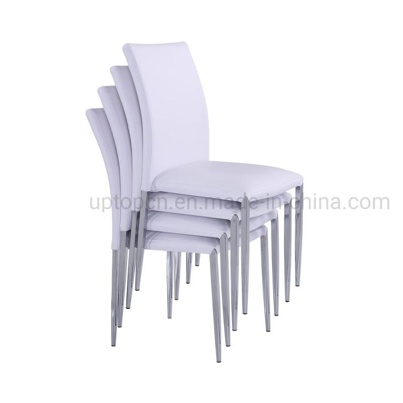 (SP-LC219) Wholesale Steel Frame White Stacking Leather Dining Chair for Hotel