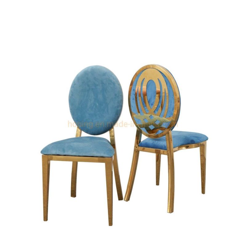 Blue Velvet Chair Small Dining Table and Chairs Antique Hotel Banquet Wedding Chairs Cheap Price Stacking Event Rental Stainless Steel Wedding Dining Chair