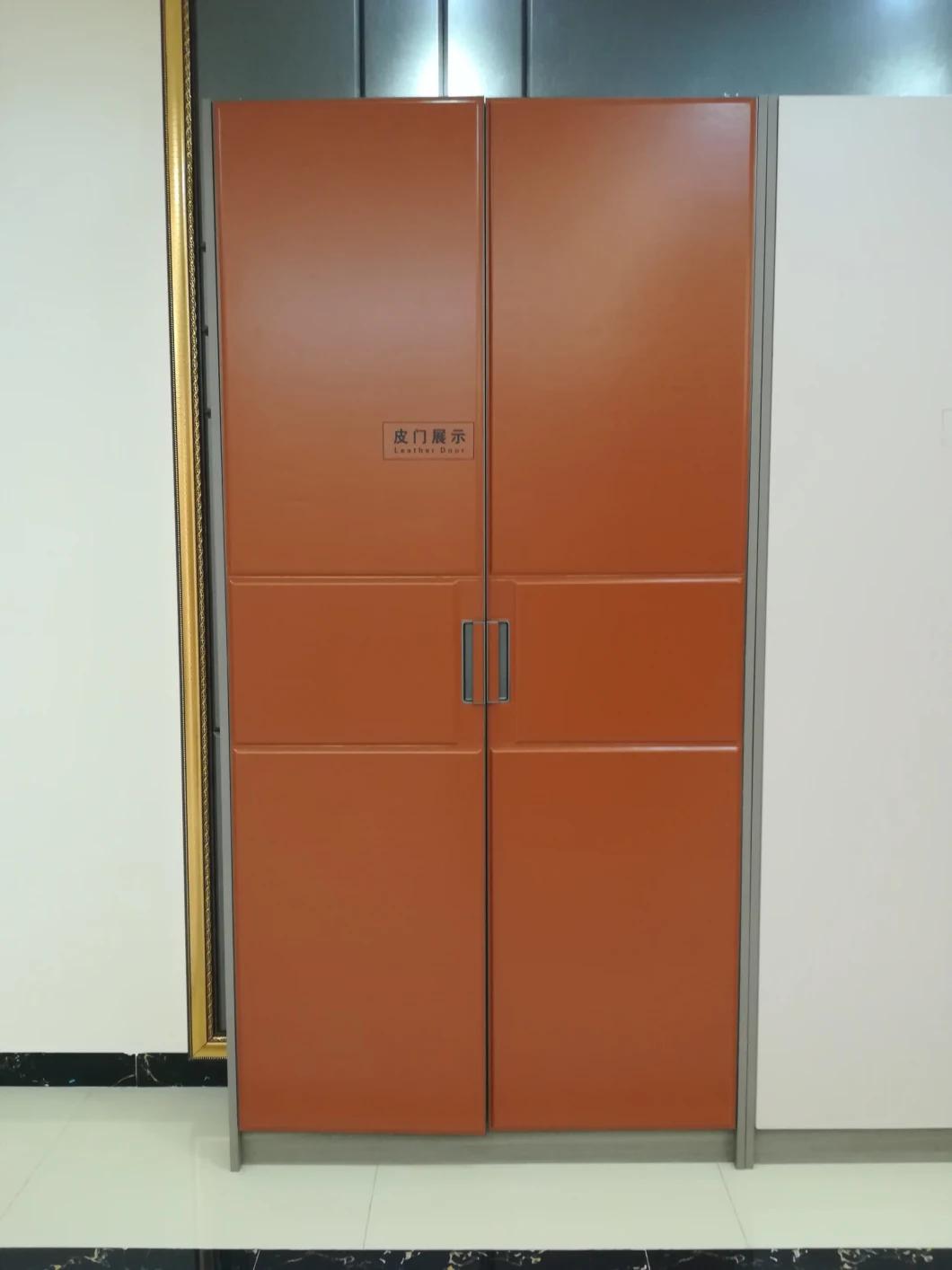 High Quality Microfiber Leather Closet Door in Orange Color