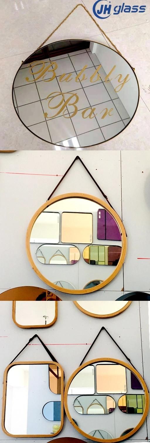 Modern Design Home, Bathroom, Bedroom Decorative Hanging Wall Mounted Framed Vanity Mirror with Adjustable Leather Strap