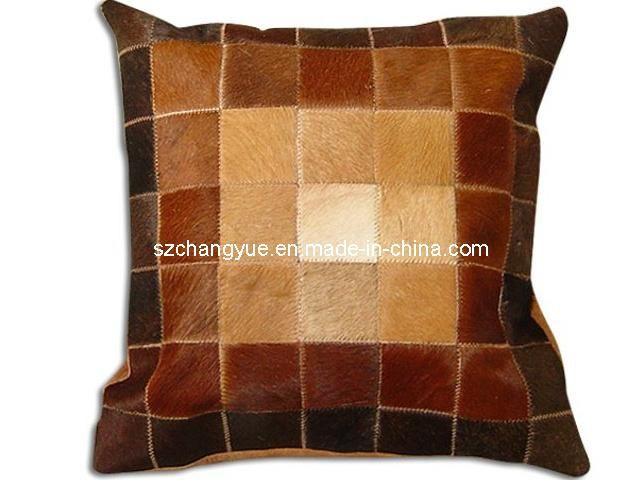 Natural Leather Cowhide Patch Pillows