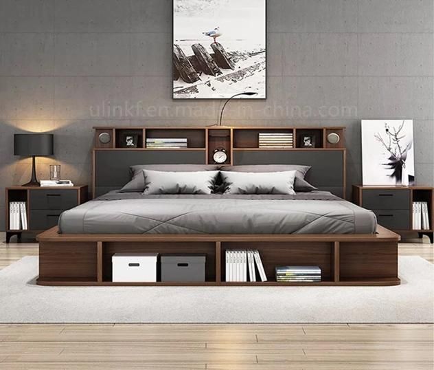 Two Lay Leather Bedroom Set Furniture Bed with Low Price