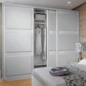 Oppein Modern White Leather Sliding Wood Wardrobe (YG21137)