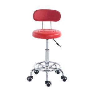 PU Leather Black Rolling Bar Stool Barber Chair with Back
