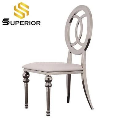 Contemporary Restaurant PU Leather Dining Chair Stainless Steel Round Back