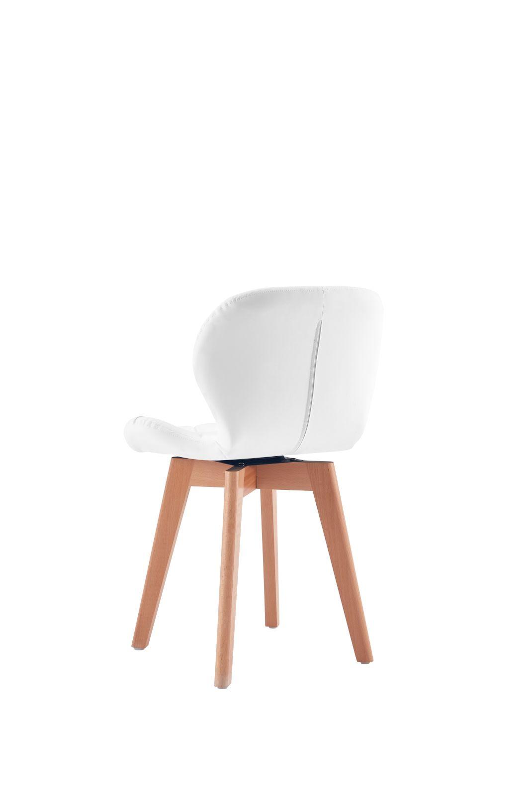 Modern Home Furniture Polypropylene Beech Wood Legs PU Cushion Leather Seat Dining Room Set Nordic Dining Chair