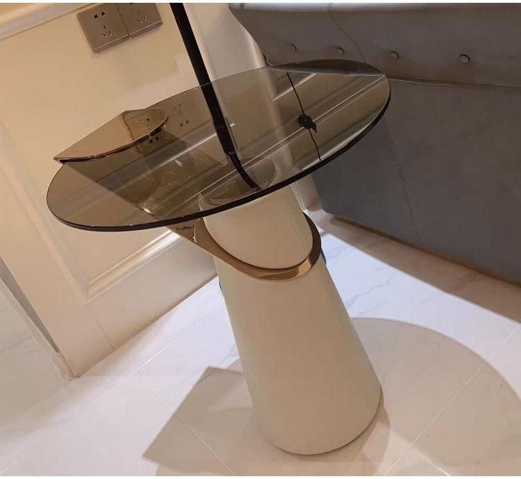 Glass Furniture PU Leather Coffee Table