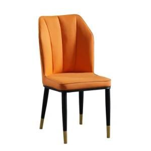 Luxury Leather Metal Black Legs Modern Dining Chair for Dinner