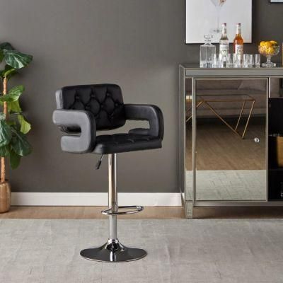Comfortable and Modern PU Leather Bar Chair with Back