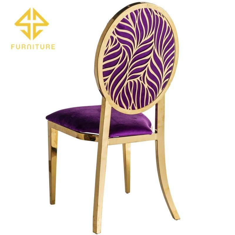 Sawa Modern Luxury Stainless Steel Purple Velvet Wedding Chair for Hotel Event Furniture