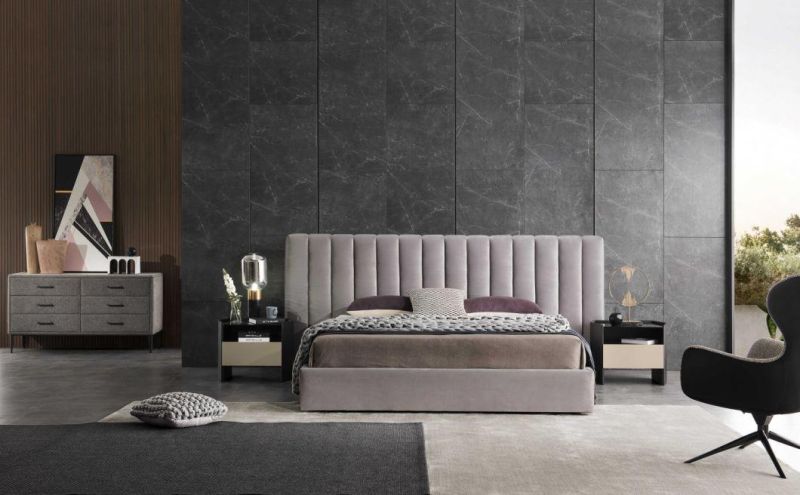 Gainsville New Design Italy Modern Double Customized Home Leather Wall Bed in Bedroom Furniture