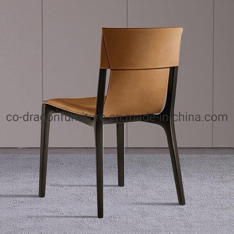 Popular European Style Wooden Legs Leather Dining Chair Furniture