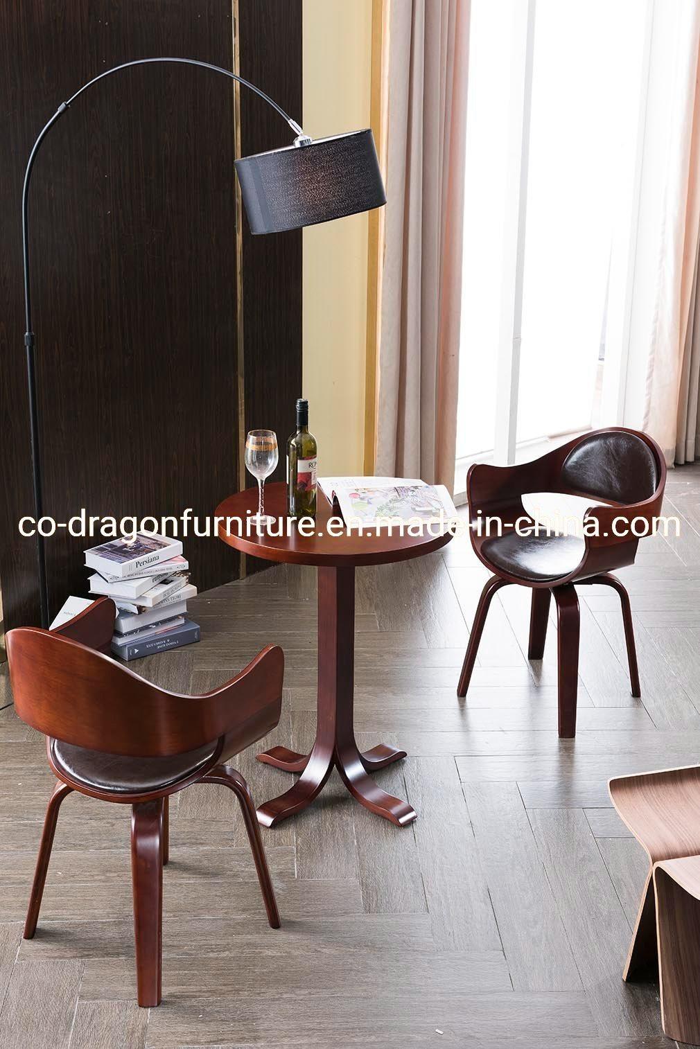 High Quality Modern Restaurant Furniture Leather Wood Swivel Dining Chair