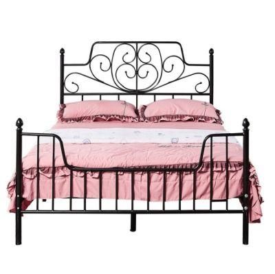 Modern Home Furniture Classic Black Style Iron Steel Material King Szie Metal Double Bed for Bedroom