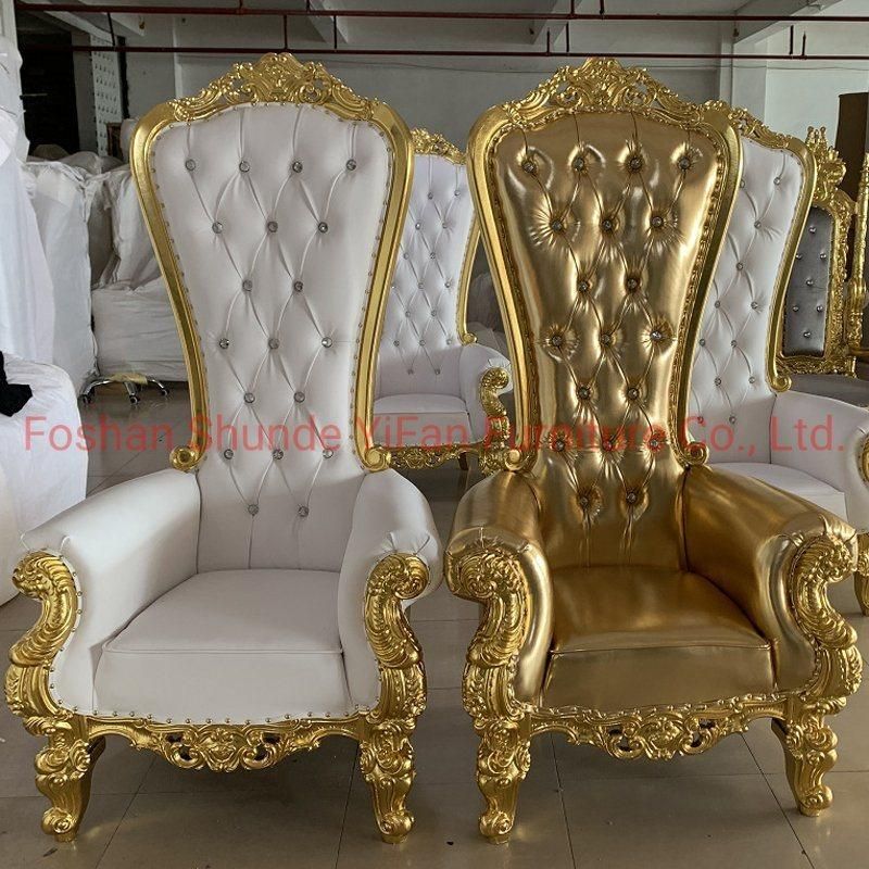 Hotel Lobby Furniture High Back King Throne Wedding Chairs in Optional Sofa Chair Color and Couch Cover Material