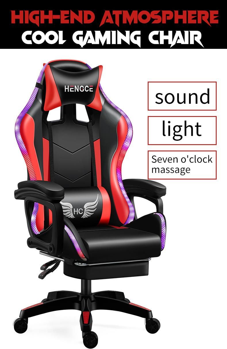 Wholesale CE Approval Massage Office Gaming Racing Computer Backrest Home Pink Girl Reclining Office Chair Comfortable LED Gaming Chair