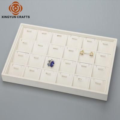 Wholesale Leather jewelry Tray Wooden Pendant Showcase Wood Tray for 24 Pendants