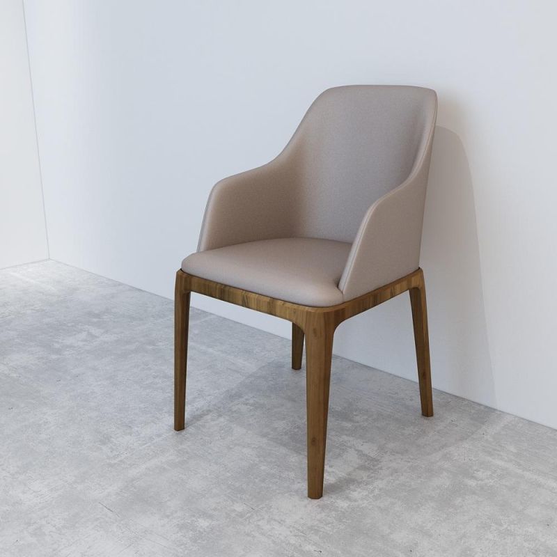 Wooden Dining Chair in Artificial Leather