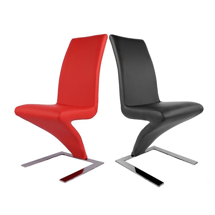 2021 Hot Sale Different Colors Optional PU Leather Dining Chair Bow Chair with Metal Tube Legs
