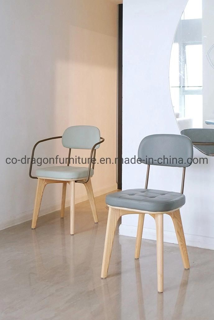 New Design Leather Wooden Legs Dining Chair for Home Furniture