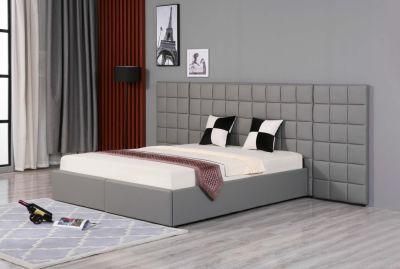 Huayang Modern Home Bedroom Furniture Wooden Leather Headboard Double King Size Bed Bedroom Bed