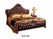 European Style Bedroom Furniture Wooden Leather Double Bed