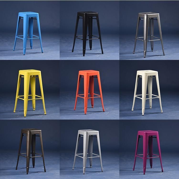 Stacking Kitchen Bar Party Furniture Colorful Metal Dining Chair Bar Stool Chair for Outdoor