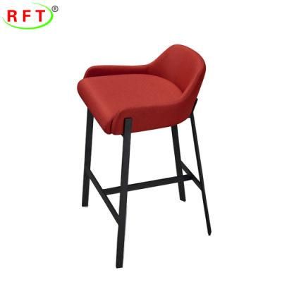 New Design Commercial Furniture Red Fabric PU Leather coffee Shop Bar Stool