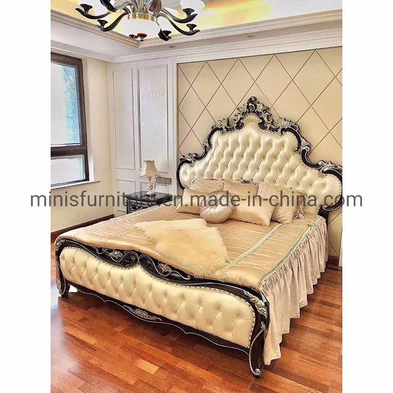 (MN-MB105) Home Furniture European Style Bedroom Luxury Leather Wooden Bed