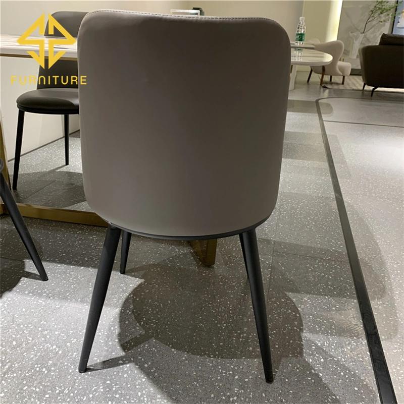 Modern Hotel Restaurant Furniture Metal Frame Leather Dining Chair