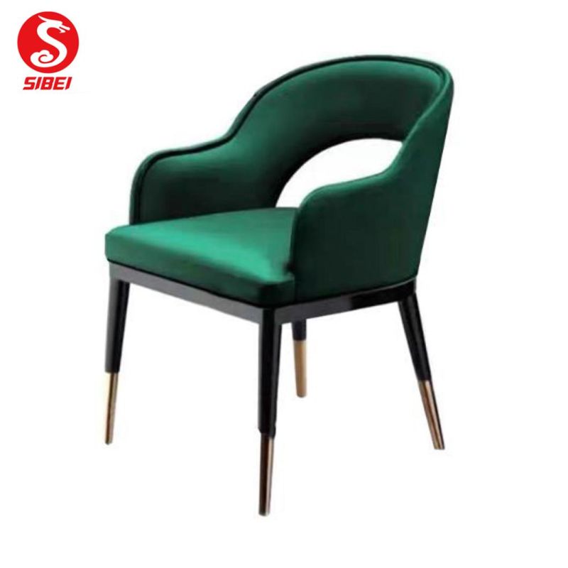 Home Furniture Nordic Style Velvet Fabric Metal Dining Room Chair