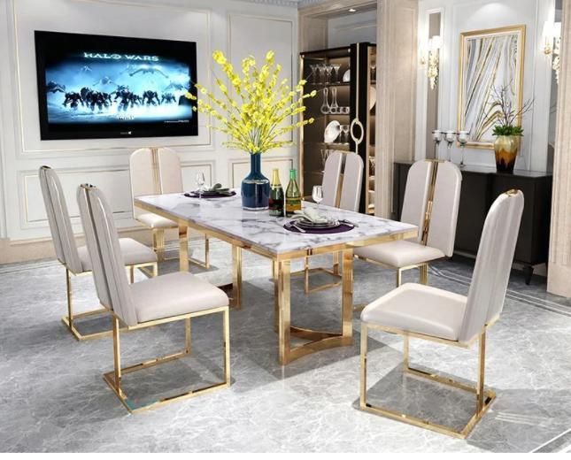 Modern Style Home Dining Room Furniture Table Sets Marble Top Dining Table