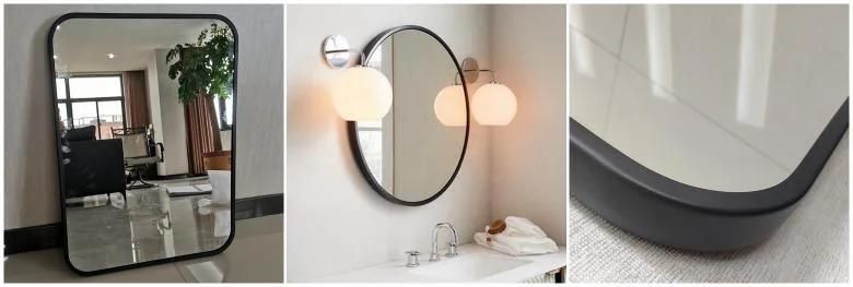 Modern Contemporary Posh Accent Decorative Hanging Round Wall Mirror with Metal Frame