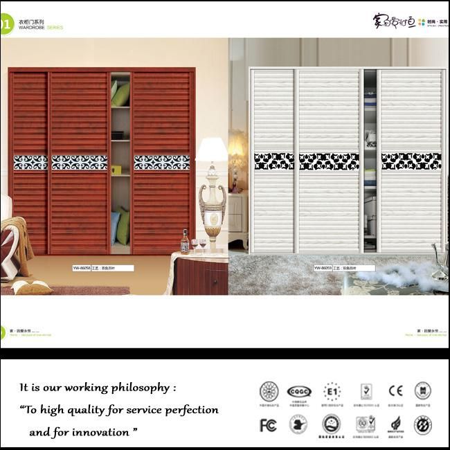 E1 Particle Board Sliding Door Wardrobe with Carving