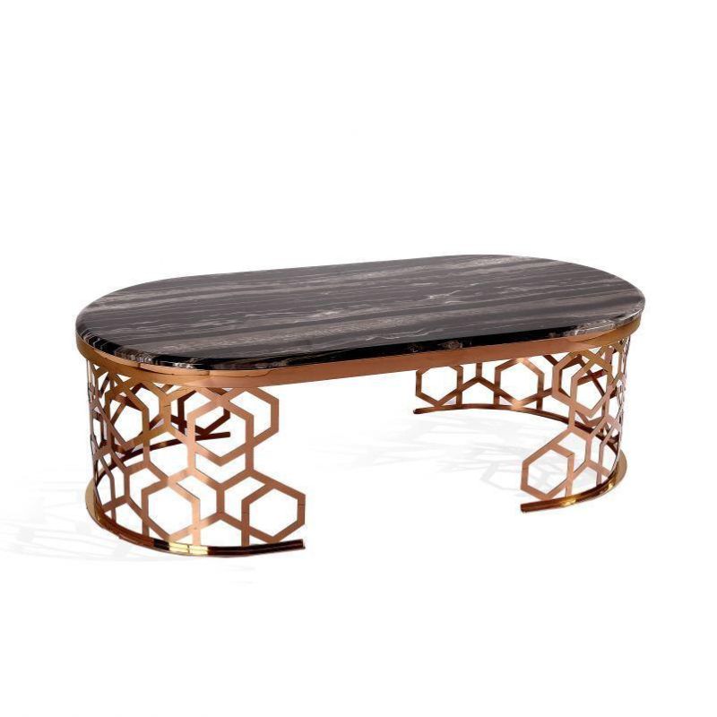 New Design Tea Table Stainlesssteel Frame with Nature Marble Top