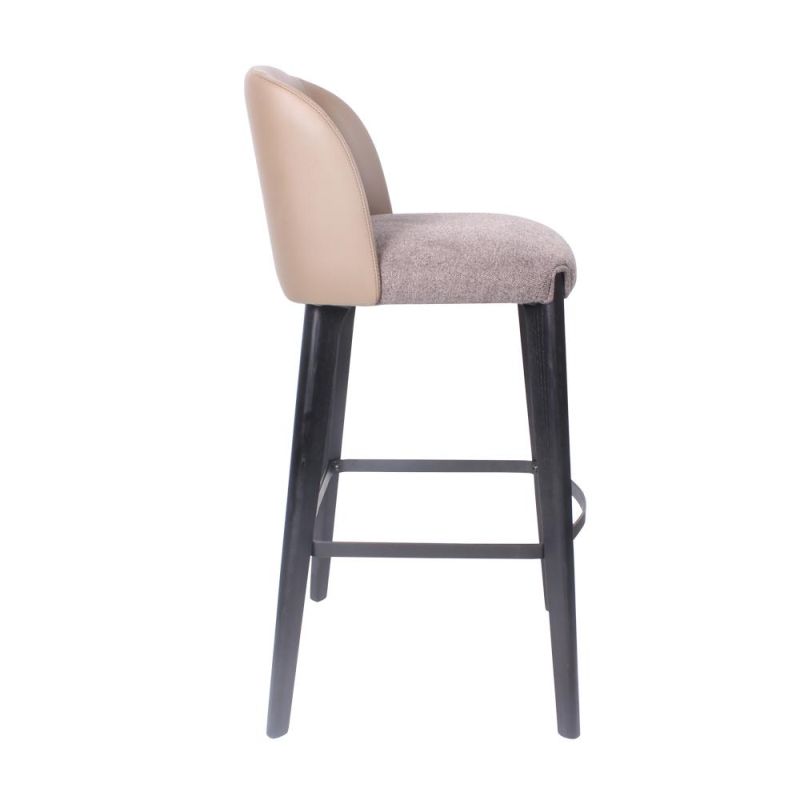 Modern Wood Bar Stool for Cafe Restaurant Leather Upholstered Counter Stool