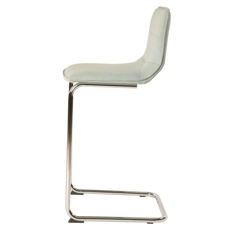 Simple Comfortable PU Leather Seat Bar Stools Square Chrome Legs Bar Chair