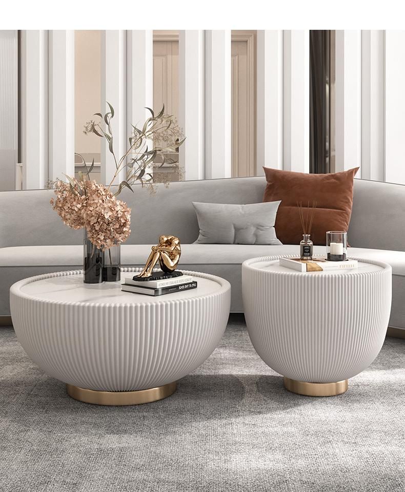 New Design PU Leather Marble Stone Bowl Tea Table Set