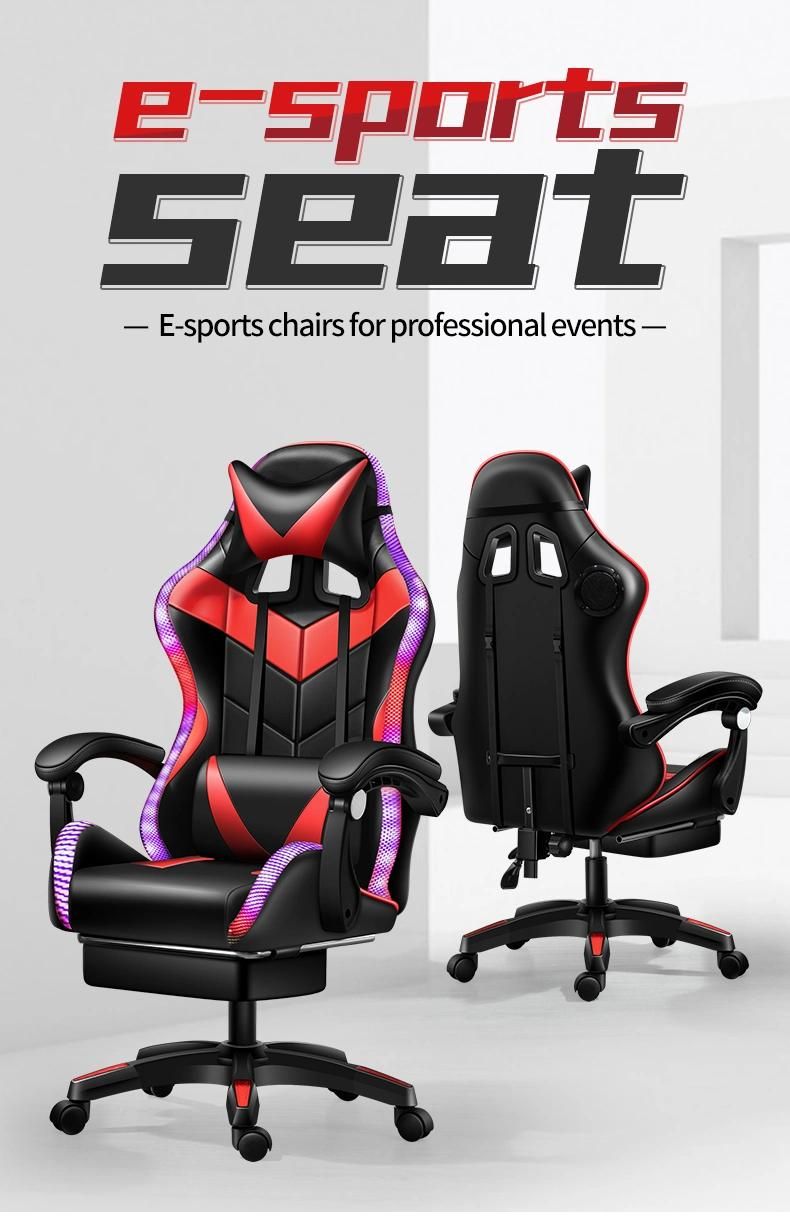 CE Approval Anji Cheap PU Leather Reclining Speaker Gaming Chair Adjustable RGB Silla Gamer with Foot Rest