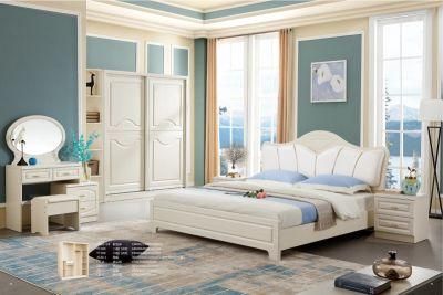Chinese Modern Simple Home Wooden Leather White King Size Bedroom Furniture Sets