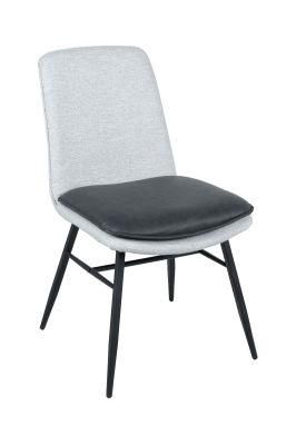 Modern Simple Design Hotel Furniture Fabric+PU Leather Upholstered Cushion Metal Leg Dining Chair