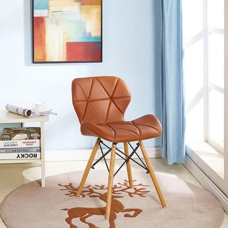Nordic Furniture Leisure Chair with Wooden Leg Bedroom Lounge Chair PU Leather Dsw Dining Chair
