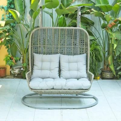 Patio Hammock Outdoor Rattan Garden Egg Hanging Two-Seat Swing Chair